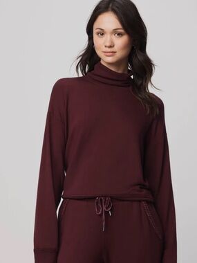 NWT Splendid Supersoft Trim Cowl Neck Sweater in Rosewood